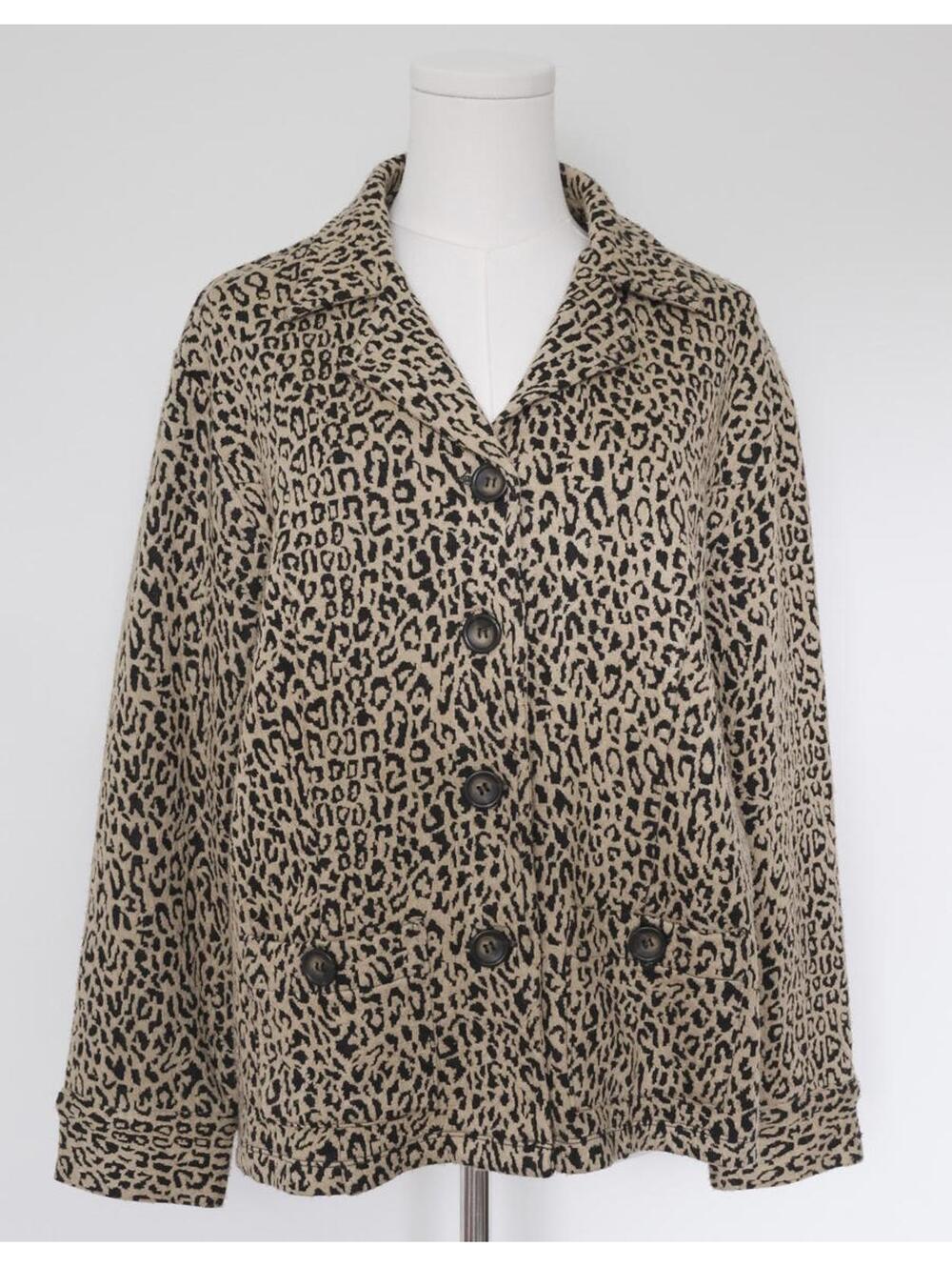 Laura Ashley Petite Leopard Print Jacket Women’s PL Vintage Button Front